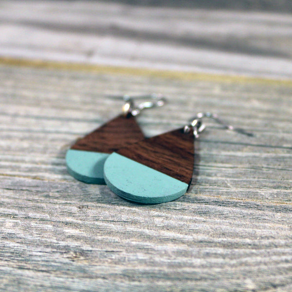 Chalk Color Dipped Wooden Earrings/Lightweight Wood Teardrop Earrings/Colorful Painted/Chalk Paint Earrings/Vintage Colors