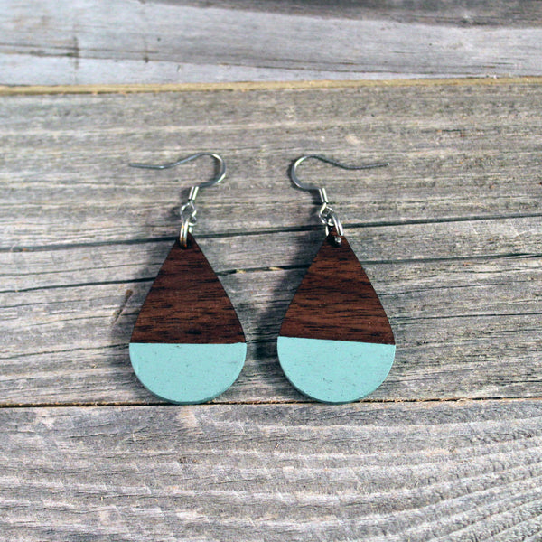 Chalk Color Dipped Wooden Earrings/Lightweight Wood Teardrop Earrings/Colorful Painted/Chalk Paint Earrings/Vintage Colors