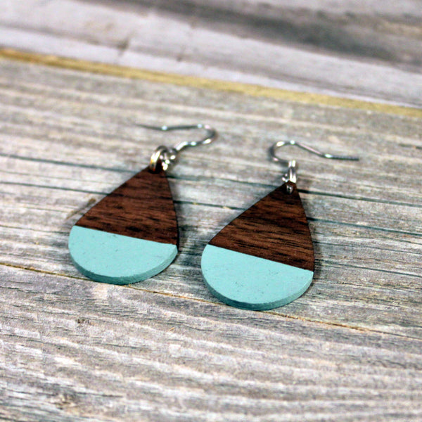 Chalk Color Dipped Wooden Earrings/Lightweight Wood Teardrop Earrings/Colorful Painted/Chalk Paint Earrings/Vintage Colors