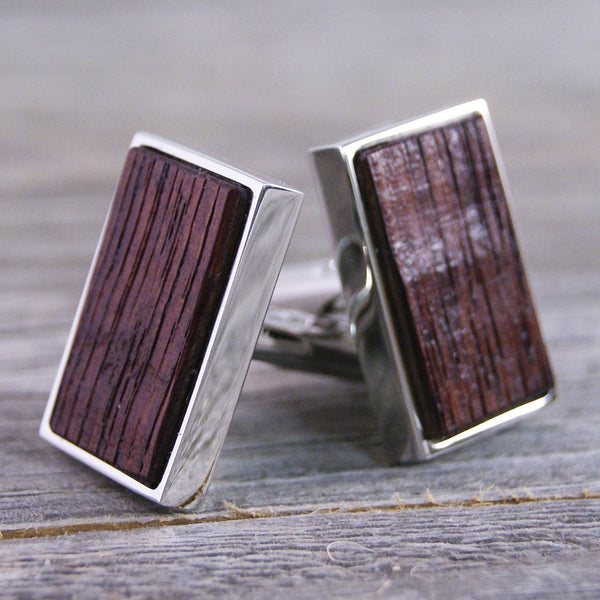 French Wine Barrel Cufflinks - White Oak Barrel Stave Wood is Perfect for Wine Lovers!