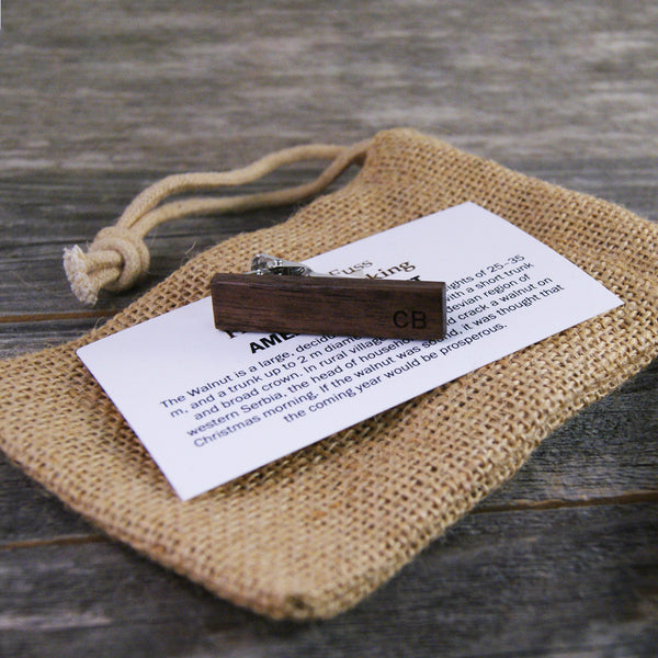 Groomsmen Tie Clip Set/Groomsmen Gift/Rustic Wedding/Wedding Gift/Personalized Gift/American Walnut Wood/Monogrammed