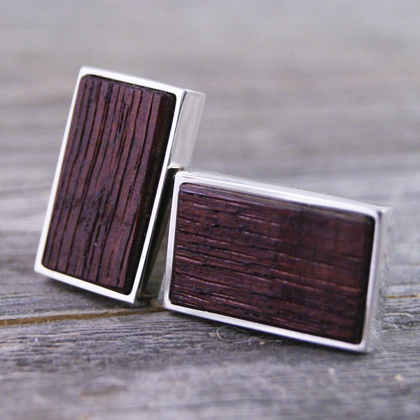 French Wine Barrel Cufflinks - White Oak Barrel Stave Wood is Perfect for Wine Lovers!
