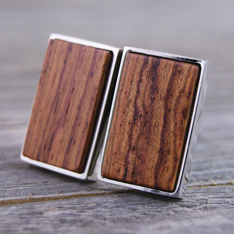 Honduras Rosewood Cufflinks - Wooden Handcrafted Cuff links