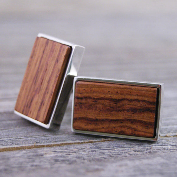 Honduras Rosewood Cufflinks - Wooden Handcrafted Cuff links