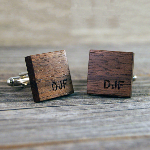 Personalized American Walnut Cufflinks - Perfect gift for the Groom and Father of the Bride!