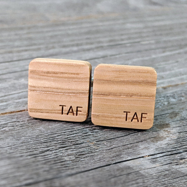 Monogrammed Bourbon Barrel Wood White Oak Cufflinks