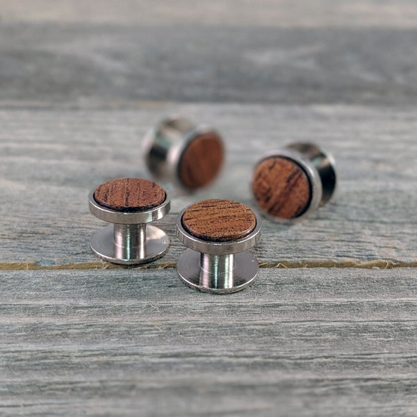 Hawaiian Koa Wood Stud Set/Tuxedo Stud Set/Shirt Stud Set/Wedding Shirt Studs/Stud Buttons/Groom Shirt Studs/Best Man Tux Studs