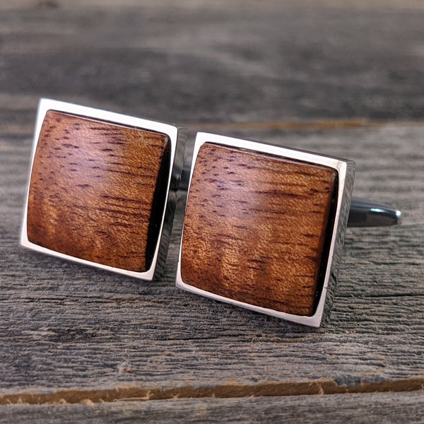 Wooden Cufflinks/Hawaiian Koa in Stainless Steel Gift for Groom or Groomsmen/Mens Cufflinks/5th Anniversary Gift/Fathers Day Gift