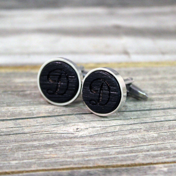 Monogram Cufflinks Crafted from a Bourbon Barrel/Groomsmen Cufflinks/Groomsmen Gift/Custom Cufflinks/Personalized/Wedding Gift