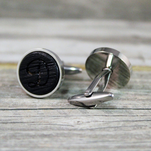 Monogram Cufflinks Crafted from a Bourbon Barrel/Groomsmen Cufflinks/Groomsmen Gift/Custom Cufflinks/Personalized/Wedding Gift