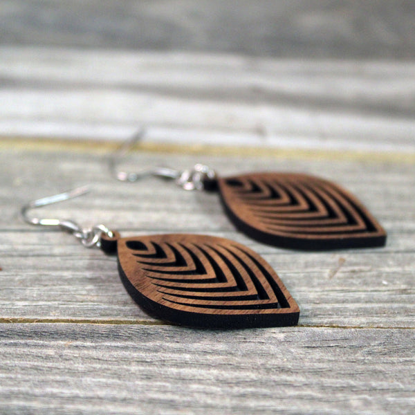 Wooden Leaf Dangle Earrings/Bridesmaid Earrings/Leaf Earrings/Lightweight Nature Leaves from Wood/Hypoallergenic