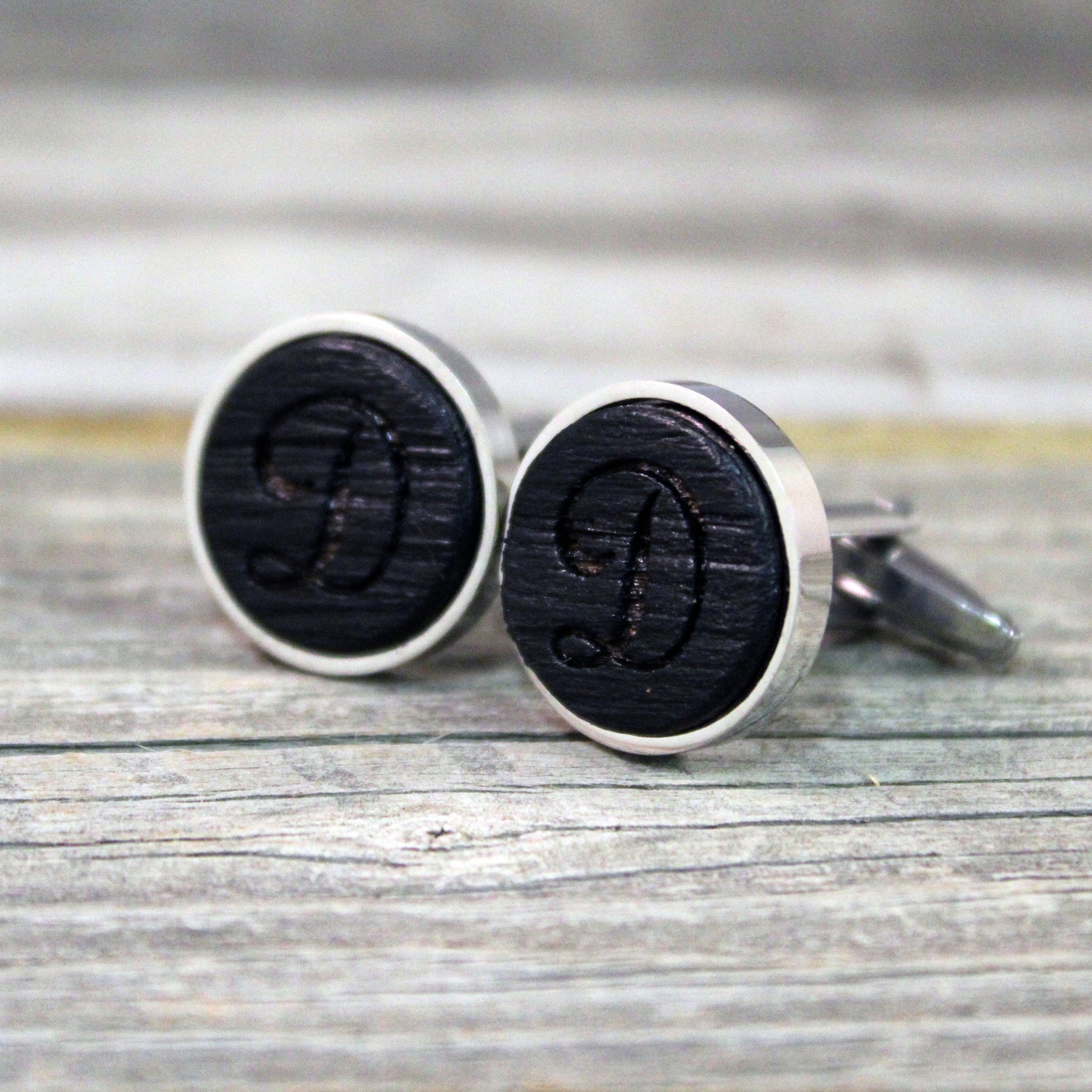 Monogram Cufflinks Crafted from a Bourbon Barrel/Groomsmen Cufflinks/Groomsmen Gift/Custom Cufflinks/Personalized/Wedding Gift