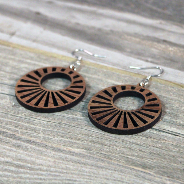 Wood Hoop Earrings/Wooden Earrings/Hypoallergenic Stainless Steel Hooks Crafted from American Black Walnut/Wedding/Mothers Day