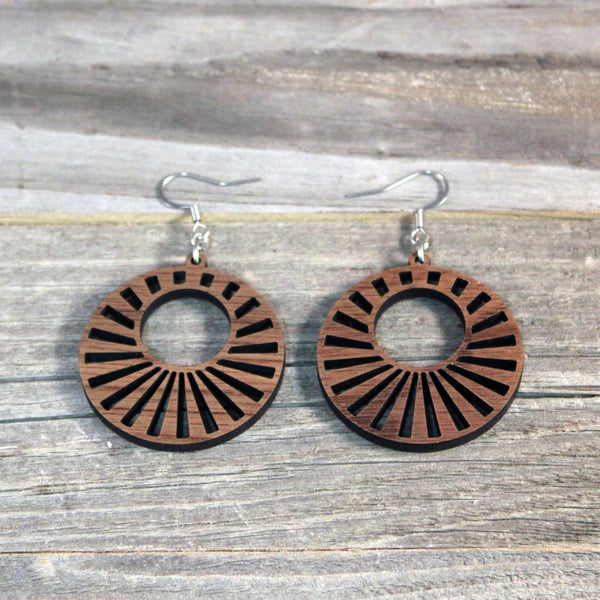 Wood Hoop Earrings/Wooden Earrings/Hypoallergenic Stainless Steel Hooks Crafted from American Black Walnut/Wedding/Mothers Day