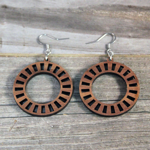 Hoop Earrings/Wooden/Hypoallergenic Stainless Steel Hooks Crafted from American Black Walnut/Wedding/Mothers Day Earrings