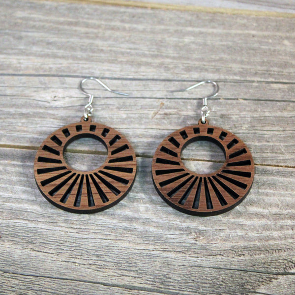 Wood Hoop Earrings/Wooden Earrings/Hypoallergenic Stainless Steel Hooks Crafted from American Black Walnut/Wedding/Mothers Day