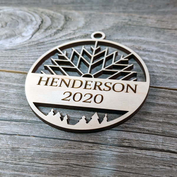 Personalized Christmas Ornament/Wooden Snowflake Ornament/Personalized Family Ornament