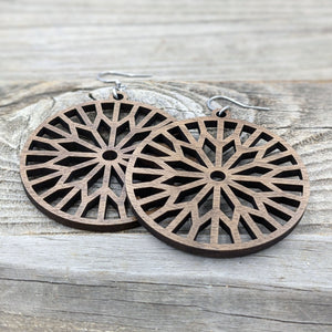 Wood Earrings/Sunburst Earrings/Wooden Earrings/Lightweight Hoop Earrings from Wood/Hypoallergenic