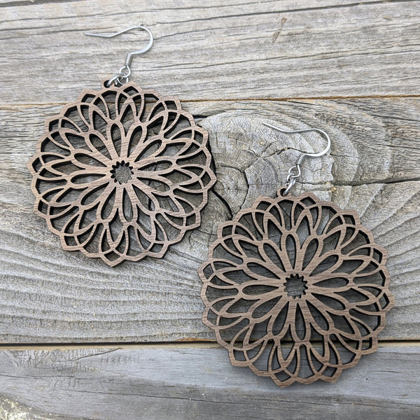 Wooden Earrings / Mandala Earrings / Bridesmaid Earrings / Intricate Earrings / Lightweight Mandala from Wood / Hypoallergenic