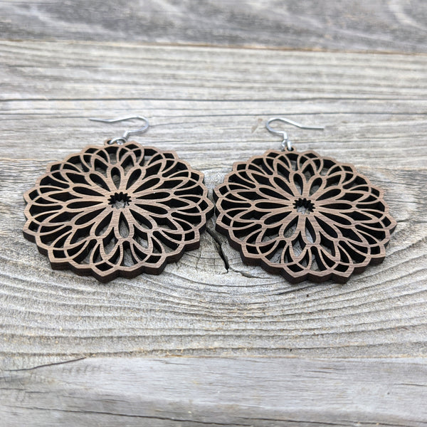 Wooden Earrings / Mandala Earrings / Bridesmaid Earrings / Intricate Earrings / Lightweight Mandala from Wood / Hypoallergenic