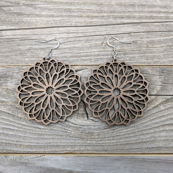 Wooden Earrings / Mandala Earrings / Bridesmaid Earrings / Intricate Earrings / Lightweight Mandala from Wood / Hypoallergenic