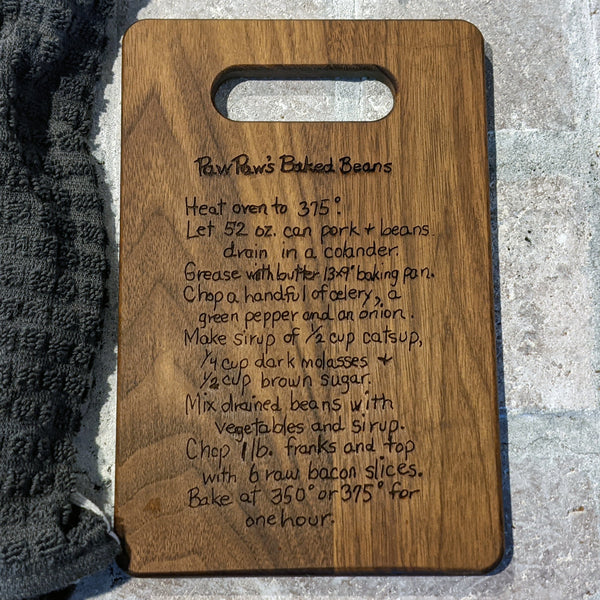 Personalized Recipe Cutting Board/Family Recipe Charcuterie/Engraved Cutting Board/Wedding Gift/Housewarming Gift
