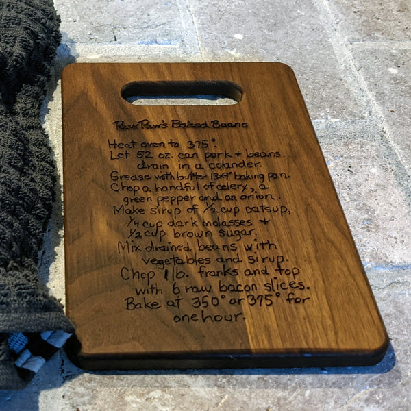 Personalized Recipe Cutting Board/Family Recipe Charcuterie/Engraved Cutting Board/Wedding Gift/Housewarming Gift