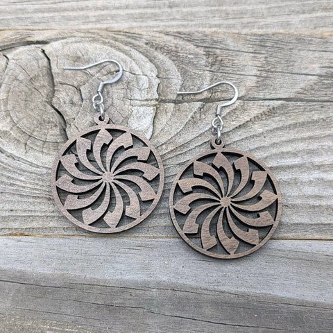 Wooden Earrings/Wooden Flower Dangle Earrings/Bridesmaid Earrings/Geometric Earrings/Lightweight Earrings from Wood