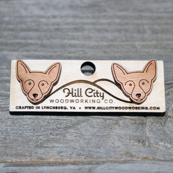 Dog Face Stud Earrings/Cute Chihuahua Stud Earrings/Chihuahua Dog Studs/Dog Face Wooden Earrings