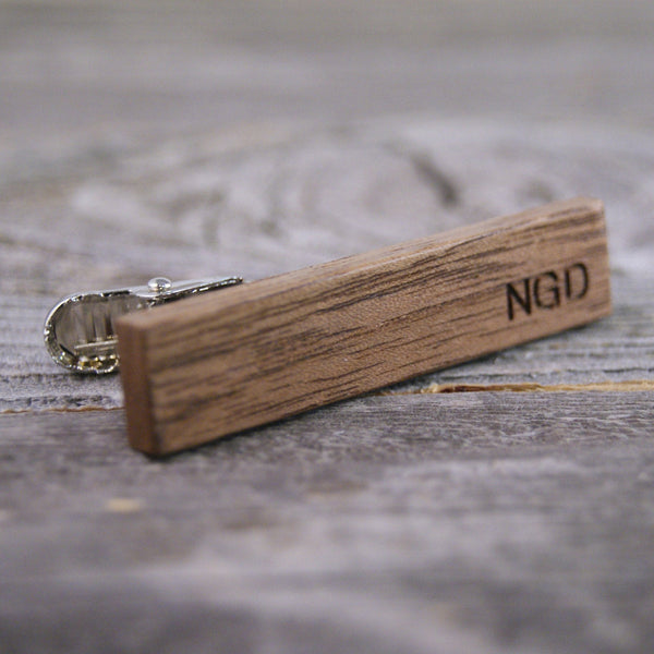 Personalized Tie Clip/Custom Engraved/Custom Tie Bar/Monogrammed/Custom Gift/Handcrafted from American Walnut/Personalized Gift