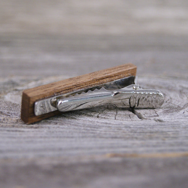 Personalized Tie Clip/Custom Engraved/Custom Tie Bar/Monogrammed/Custom Gift/Handcrafted from American Walnut/Personalized Gift