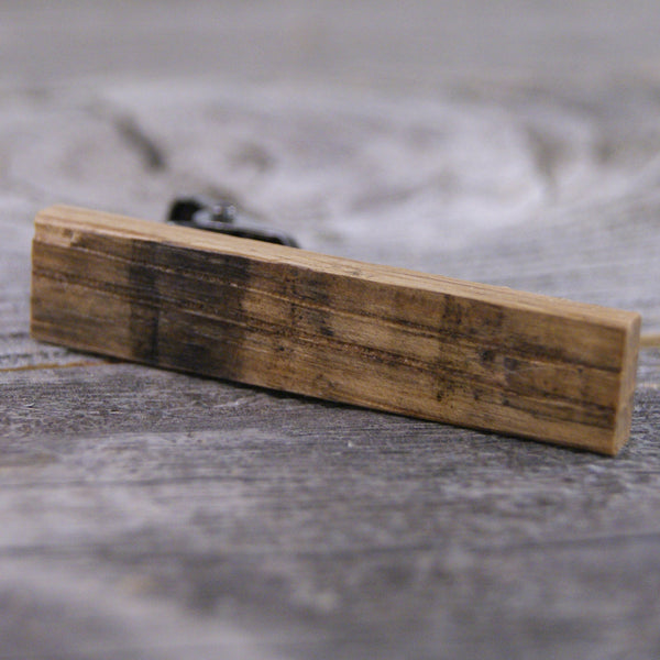 Tie Bar: Rustic Weathered Oak tie clip