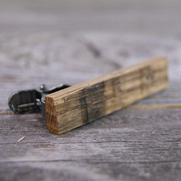 Tie Bar: Rustic Weathered Oak tie clip