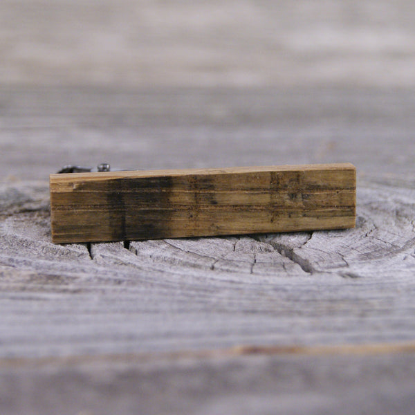 Tie Bar: Rustic Weathered Oak tie clip