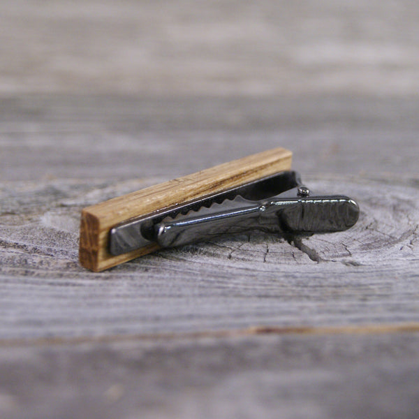 Tie Bar: Rustic Weathered Oak tie clip