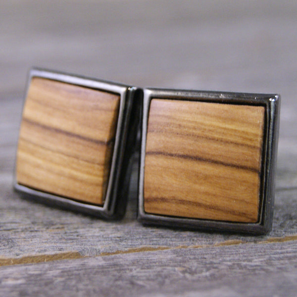 Cufflinks: Bethlehem Holy Land Olivewood in Square Hardware