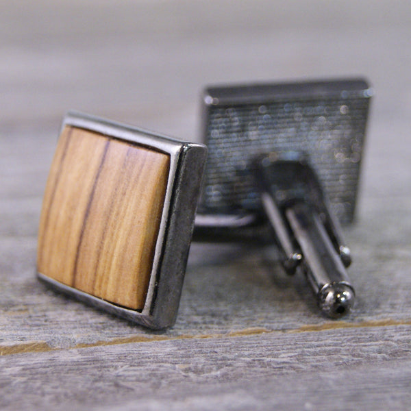 Cufflinks: Bethlehem Holy Land Olivewood in Square Hardware