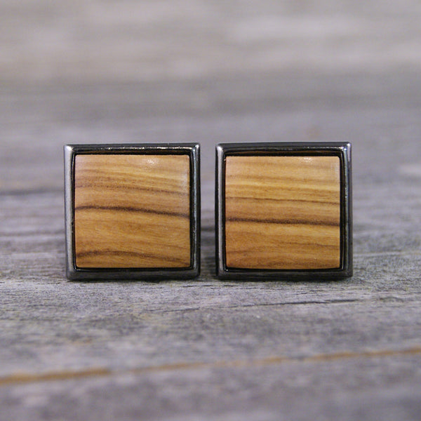 Cufflinks: Bethlehem Holy Land Olivewood in Square Hardware