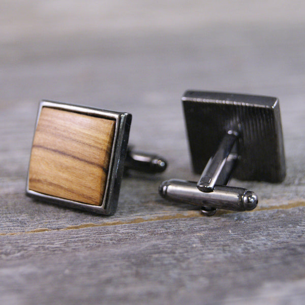 Cufflinks: Bethlehem Holy Land Olivewood in Square Hardware
